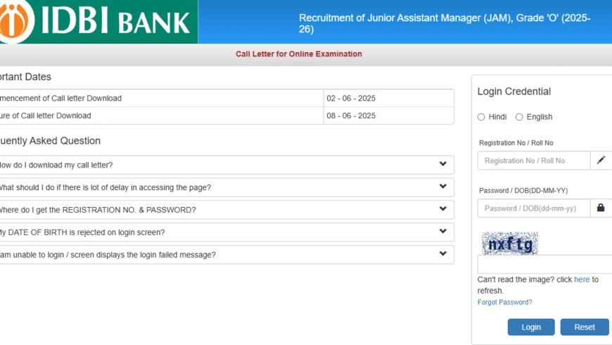 IDBI JAM, Grade O Admit Card 2025 released at idbibank.in, direct link to download here