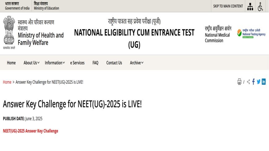 NEET UG Answer Key 2025 OUT Live: Direct link to download NTA NEET UG provisional key here