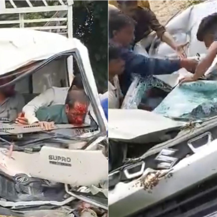 कार और लोडर की आमने-सामने भिड़ंत:बरेली में सड़क हादसे में 2 की मौत, कार के उड़े परखच्चे